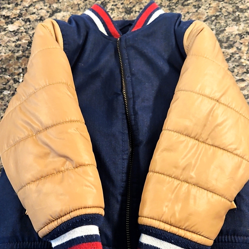 Stylish Navy and Tan Bomber Jacket